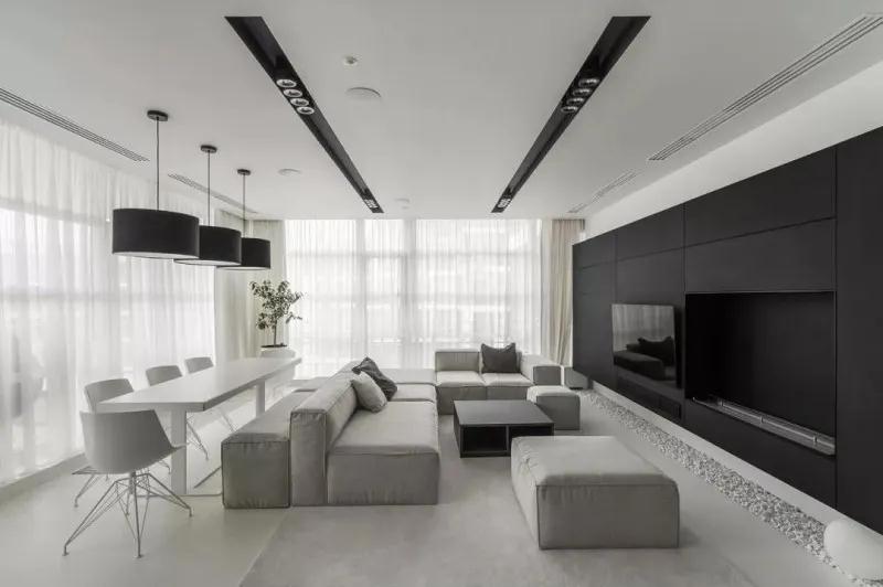 120㎡現(xiàn)代黑白灰，時尚優(yōu)雅高級感，端莊的現(xiàn)代高級感